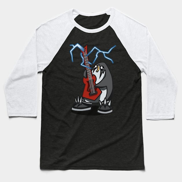 Metal Penguin Baseball T-Shirt by Odedil87